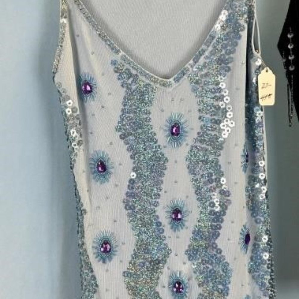 BOGO Embellished Sequined HAND Beaded Stretch Tank Camisole top One sz fits most